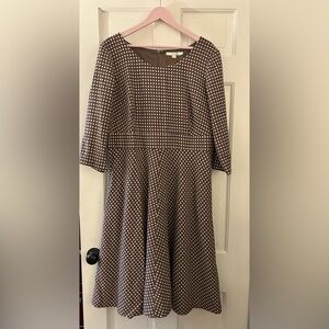 British Boden Chocolate Brown Polka Dot Wool Blend Dress UK 20 L US 16 L EUC